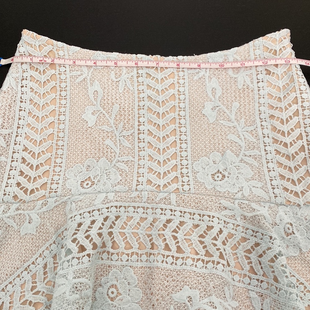 Baby Blue Lace Mini Skirt with Lining - Small - Picture 9 of 11